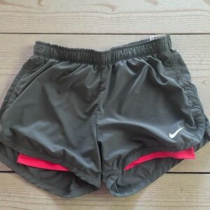 Nike Women's Charcoal and Pink Athletic Dri Fit Shorts